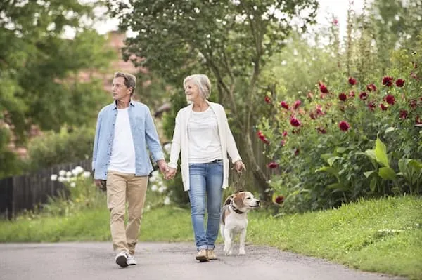 Older couple walking together